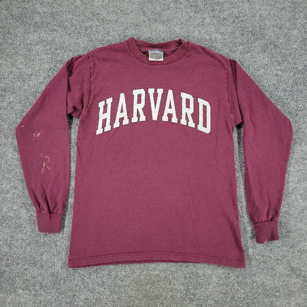 Vintage Harvard University Shirt Women's Small Red Burgundy Long Sleeve Adult S